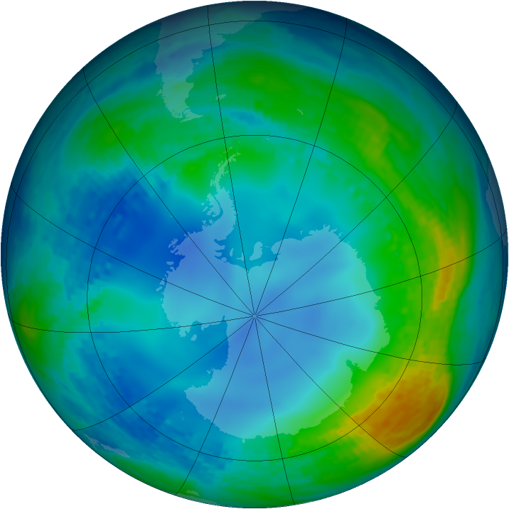 Antarctic ozone map for 21 May 2002